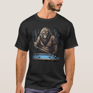 Funny Sasquatch Bigfoot Spelen Biljart T Shirt