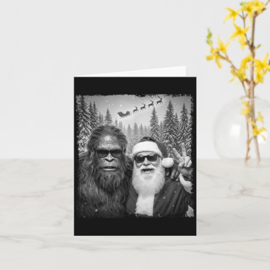 Funny Sasquatch Meme Cool Selfie With Santa Christ Kaart (Gele Bloem)