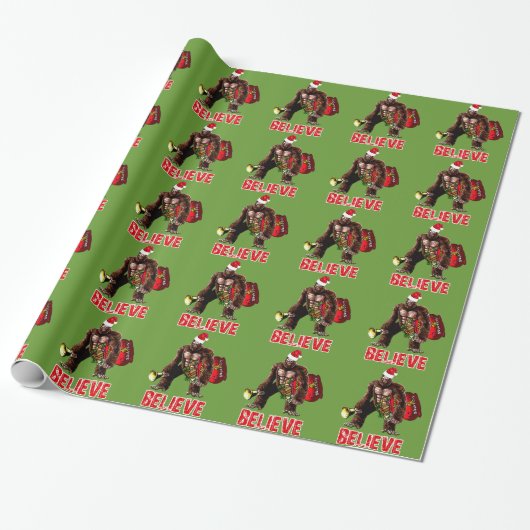 Funny Sasquatch Santa Claus Design Cadeaupapier (Uitgerold)