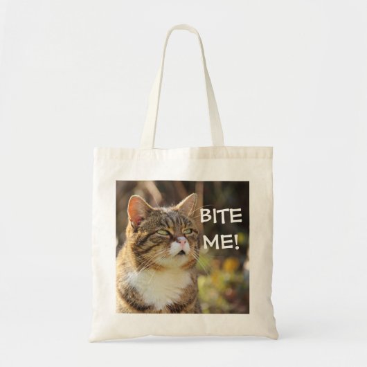 Funny Sassy Cat met Attitude Bite me Tote Bag (Voorkant)