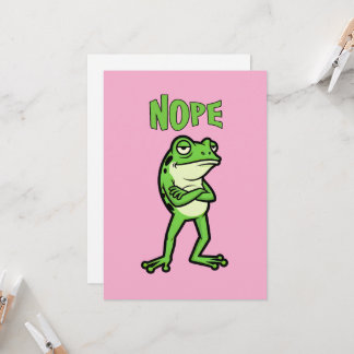 Funny Sassy Frog Nope, Grumpy Toads Cartoon Illus Kaart