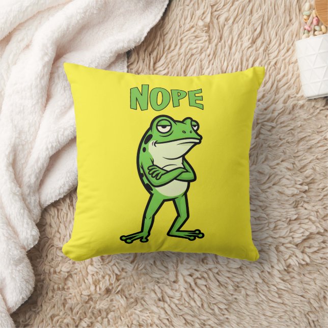 Funny Sassy Frog Nope, Grumpy Toads Cartoon Illus Kussen (Deken)