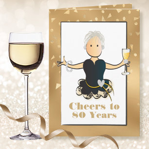 Funny Sassy Glitter 80th Birthday Kaart voor haar