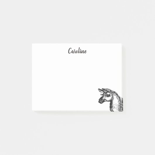 Funny Sassy No Drama Llama Drawing Black and White Post-it® Notes (Voorkant)