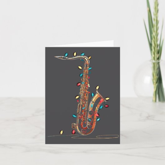 Funny Saxophone Christmas Graphics Lights Lover Pl Kaart (Voorkant)