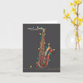 Funny Saxophone Christmas Graphics Lights Lover Pl Kaart (Gele Bloem)