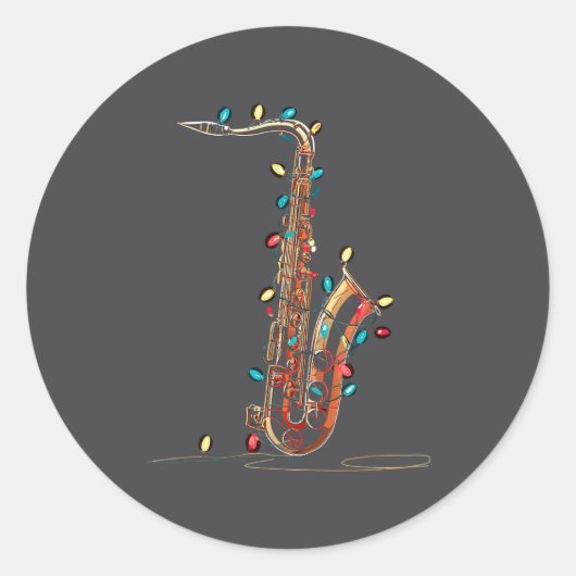 Funny Saxophone Christmas Graphics Lights Lover Pl Ronde Sticker (Voorkant)