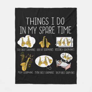 Funny Saxophone Speler Gift Mannen Jazz Muziek Fleece Deken