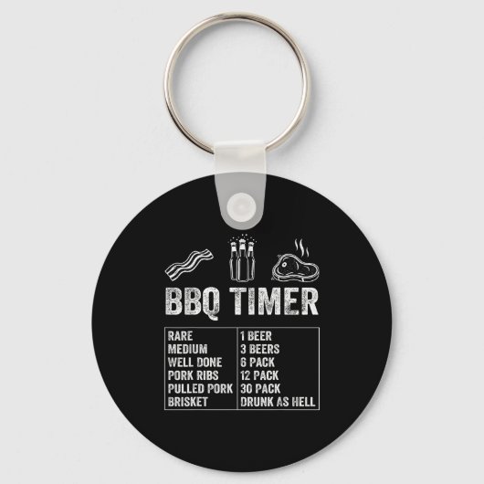 Funny Saying Bbq Timer Beer Grill Dad Barbecue Dri Sleutelhanger (Voorkant)