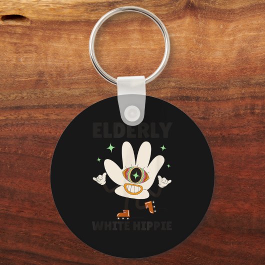 Funny Saying Groovy Elderly White Hipe Sleutelhanger (Voorkant)
