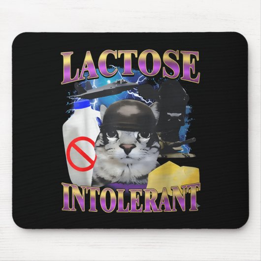 Funny Saying Lactose Intolerant Silly Cat Meme Cat Muismat (Voorkant)