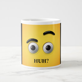 Funny Sayings Huh Verward Face Yellow & Black Extra Grote Beker