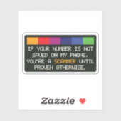 Funny Scammer Warning: Unknown Number Alert Sticker (Vel)