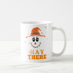 Funny Scarecrow Face Fall Leaves Halloween Koffiemok