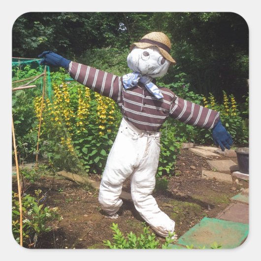 Funny scarecrow vierkante sticker (Voorkant)