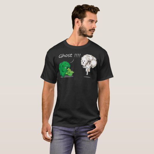 Funny Scared Broccoli van Ghost Cauliflower Funny T-shirt (Voorkant volledig)