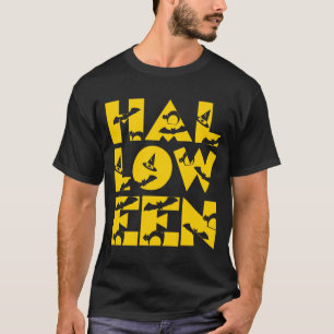 Funny Scary Black Cat Bat Witch Pet Text Halloween T-shirt