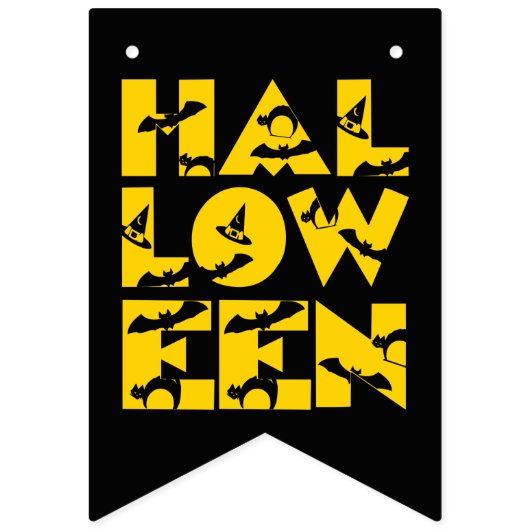 Funny Scary Black Cat Bat Witch Pet Text Halloween Vlaggetjes (Eerste vlag)