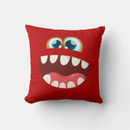 Funny Scary Gekke Monster Face for Kids - rood Kussen