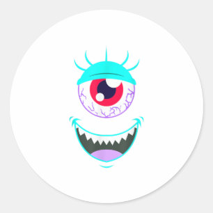 Funny Scary Monster Eyeball Face Halloween Ronde Sticker