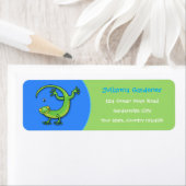 Funny, schattige groene gekko lizard cartoon etiket (Insitu)