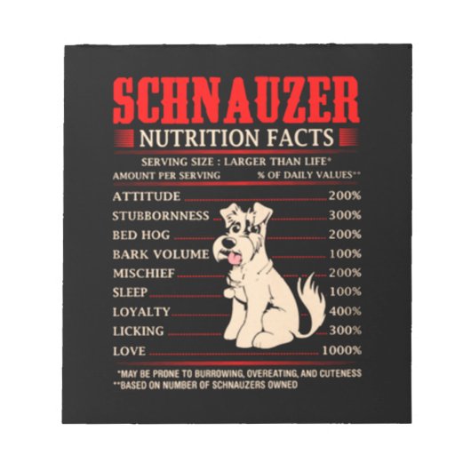 Funny Schnauzer | Schnauzer Butrition Facts Notitieblok (Voorkant)