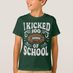 Funny School 100th Day Boys Kinder Football Joke T-shirt