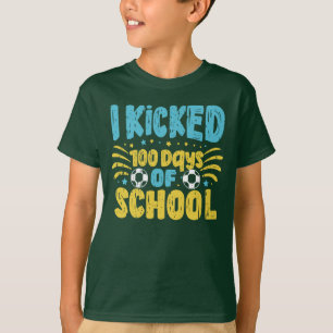 Funny School 100th Day Boys Kinder Football Joke T-shirt