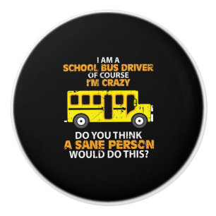 Funny School Bus - Crazy Buss Driver Fun Car Keramische Knop