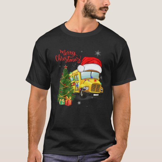 Funny School Bus Drivers Santa Hat Merry Kerstmis T-shirt (Voorkant)