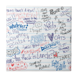 Funny School Doodles Art Gezegden Fun Tegeltje