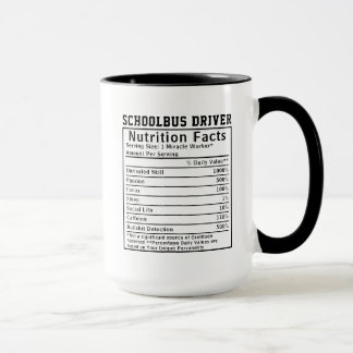 Funny Schoolbus Driver Nutrition Facts Boss Gift Mok