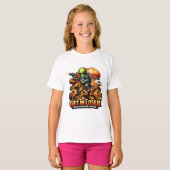 Funny Sci-Fi Fantasy Meme Art, Alien Riding Dinosa T-shirt (Voorkant volledig)