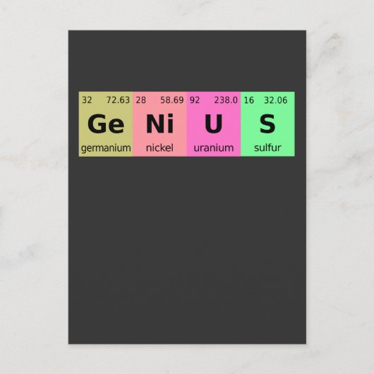 Funny Science Genius Periodic Table of Elements Briefkaart (Voorkant)