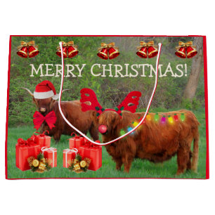 Funny Scottish Highland Steer Kerstmis Grote Gift Groot Cadeauzakje