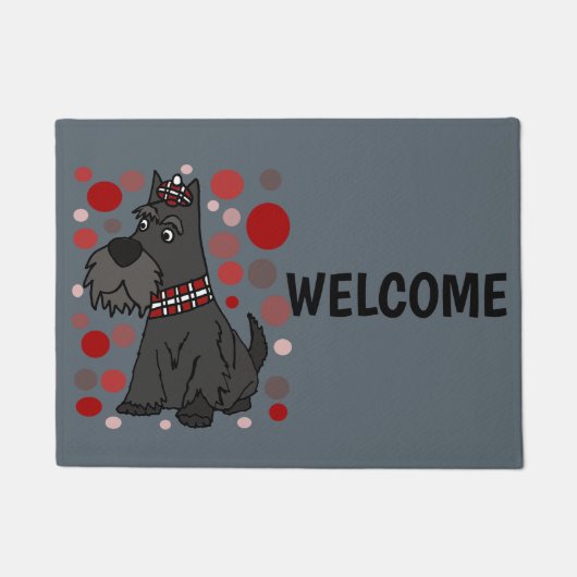 Funny Scottish Terrier and Circles Art Deurmat (Voorkant)