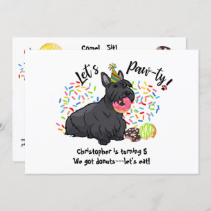 Funny Scottish Terrier Dog Donuts Birthday Party Kaart