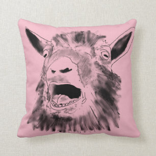 Funny Screaming Goat Drawing Quirky Animal Art Kussen