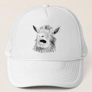 Funny Screaming Goat Drawing Quirky Animal Art Trucker Pet