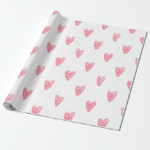 Funny Scribble Red Hearts op witte achtergrond Cadeaupapier (Uitgerold)