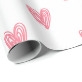 Funny Scribble Red Hearts op witte achtergrond Cadeaupapier (Rol Hoek)