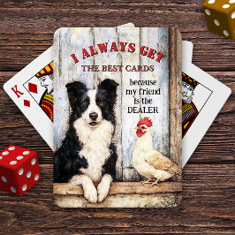 Funny Scruffy Dog and Chicken  Pokerkaarten