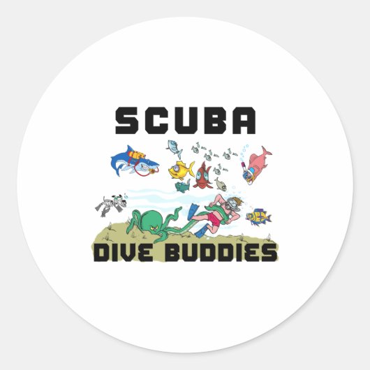 Funny Scuba Dive Buddy  Ronde Sticker (Voorkant)