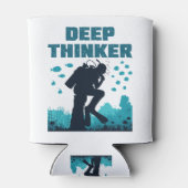 Funny Scuba Diving Diver Deep Thinker Rodin Blikjeskoeler (Achterkant)