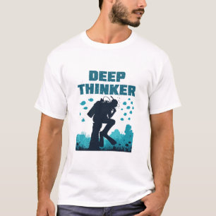 Funny Scuba Diving Diver Deep Thinker Rodin T-shirt