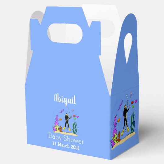 Funny scuba-duiker en cartoon van zee bedankdoosjes (Geopend)