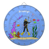 Funny scuba-duiker en cartoon van zee dartbord (Voorkant)