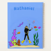 Funny scuba-duiker en cartoon van zee planner (Achterkant)