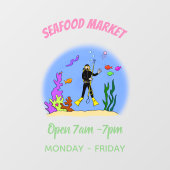 Funny scuba-duiker en cartoon van zee raamsticker (Vel)