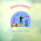 Funny scuba-duiker en cartoon van zee raamsticker (Vel 3)